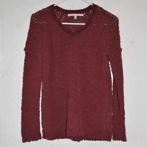 Collective Concepts Stitch Fix pebble yard open knit v neck sweater maroon red
